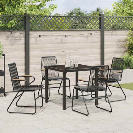 Trädgårdsmöbelset 5 pcs Svart Pulverlackerat stål