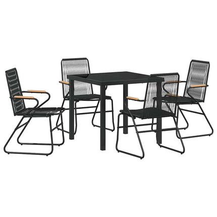 Trädgårdsmöbelset 5 pcs Svart Pulverlackerat stål
