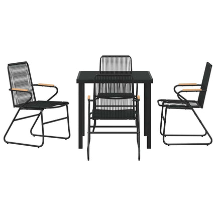 Trädgårdsmöbelset 5 pcs Svart Pulverlackerat stål