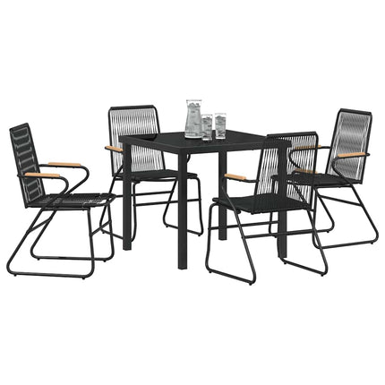 Trädgårdsmöbelset 5 pcs Svart Pulverlackerat stål