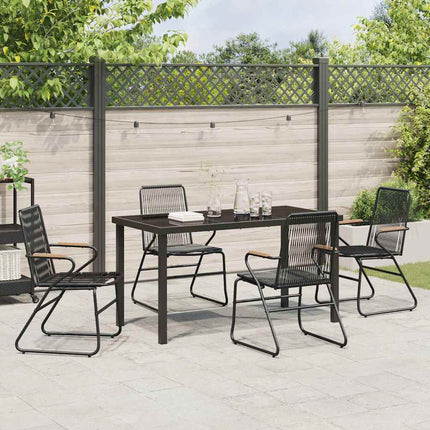 Trädgårdsmöbelset 5 pcs Svart Pulverlackerat stål
