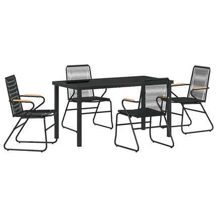 Trädgårdsmöbelset 5 pcs Svart Pulverlackerat stål