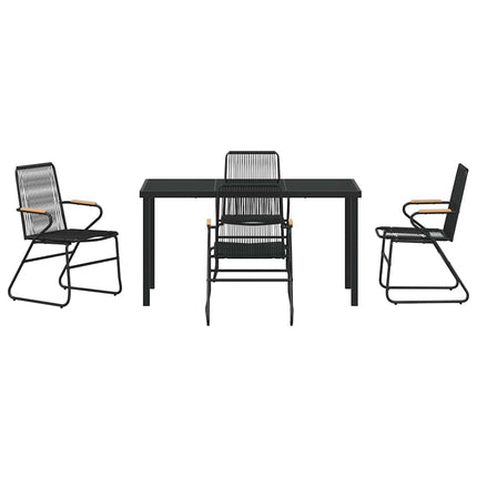 Trädgårdsmöbelset 5 pcs Svart Pulverlackerat stål
