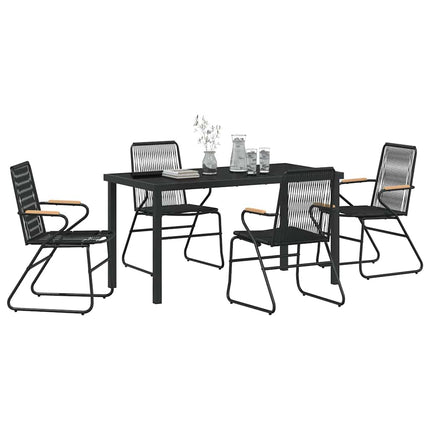 Trädgårdsmöbelset 5 pcs Svart Pulverlackerat stål