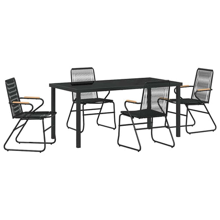 Trädgårdsmöbelset 5 pcs Svart Pulverlackerat stål