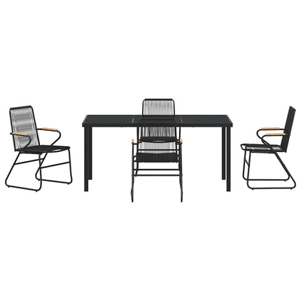 Trädgårdsmöbelset 5 pcs Svart Pulverlackerat stål