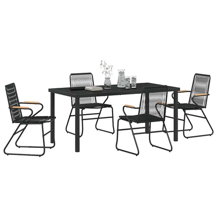 Trädgårdsmöbelset 5 pcs Svart Pulverlackerat stål