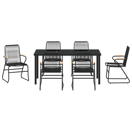 Trädgårdsmöbelset 7 pcs Svart Pulverlackerat stål