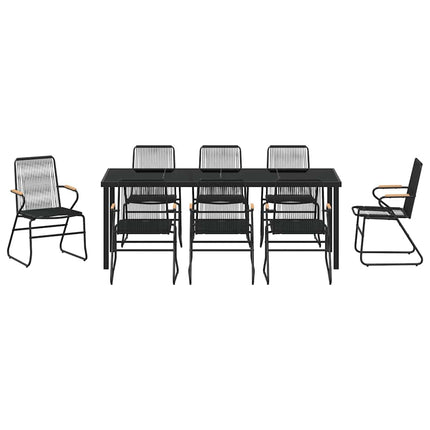 Trädgårdsmöbelset 9 pcs Svart Pulverlackerat stål