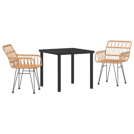 Trädgårdsmöbelset 3 pcs Brun Pulverlackerat stål