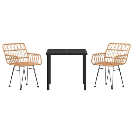 Trädgårdsmöbelset 3 pcs Brun Pulverlackerat stål