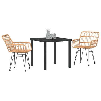 Trädgårdsmöbelset 3 pcs Brun Pulverlackerat stål