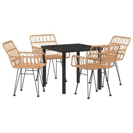 Trädgårdsmöbelset 5 pcs Brun Pulverlackerat stål
