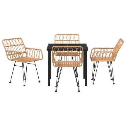 Trädgårdsmöbelset 5 pcs Brun Pulverlackerat stål