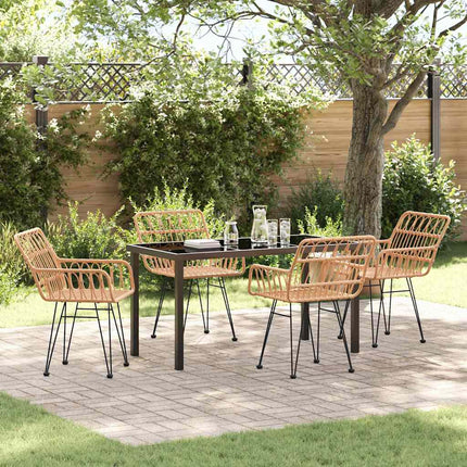 Trädgårdsmöbelset 5 pcs Brun Pulverlackerat stål