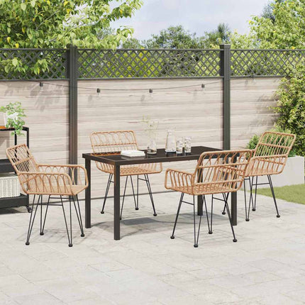 Trädgårdsmöbelset 5 pcs Brun Pulverlackerat stål
