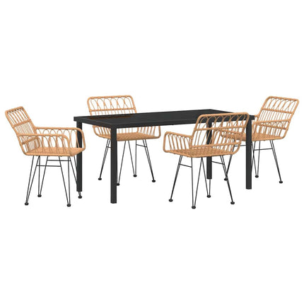 Trädgårdsmöbelset 5 pcs Brun Pulverlackerat stål