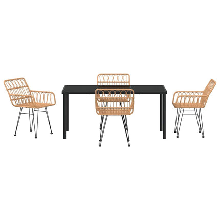 Trädgårdsmöbelset 5 pcs Brun Pulverlackerat stål