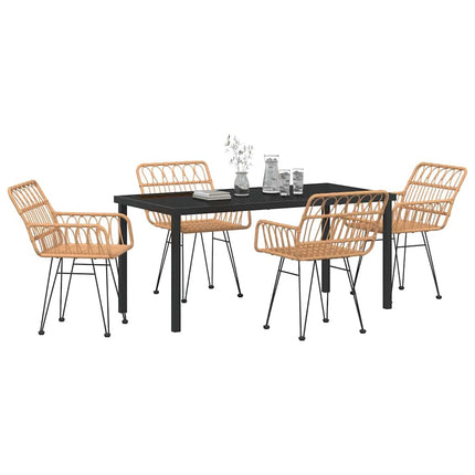 Trädgårdsmöbelset 5 pcs Brun Pulverlackerat stål