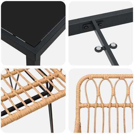 Trädgårdsmöbelset 7 pcs Brun Pulverlackerat stål