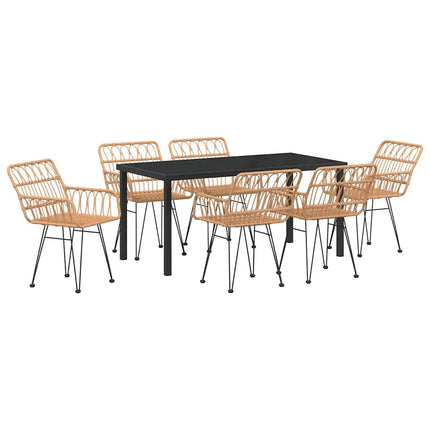Trädgårdsmöbelset 7 pcs Brun Pulverlackerat stål