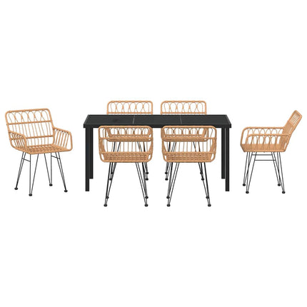 Trädgårdsmöbelset 7 pcs Brun Pulverlackerat stål