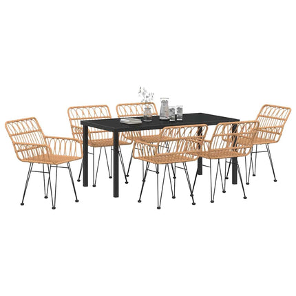 Trädgårdsmöbelset 7 pcs Brun Pulverlackerat stål