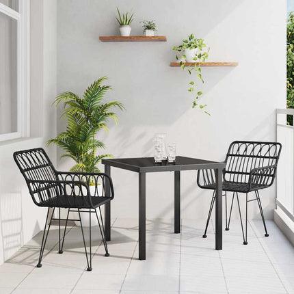 Trädgårdsmöbelset 3 pcs Svart Pulverlackerat stål