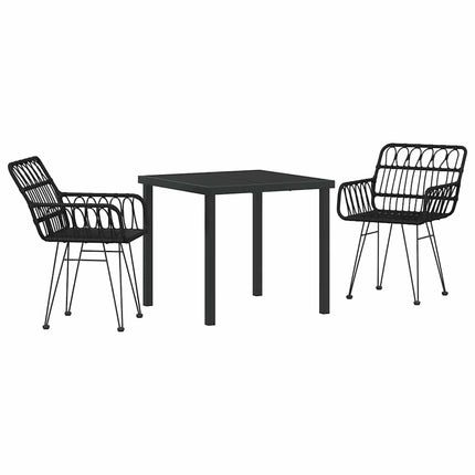 Trädgårdsmöbelset 3 pcs Svart Pulverlackerat stål