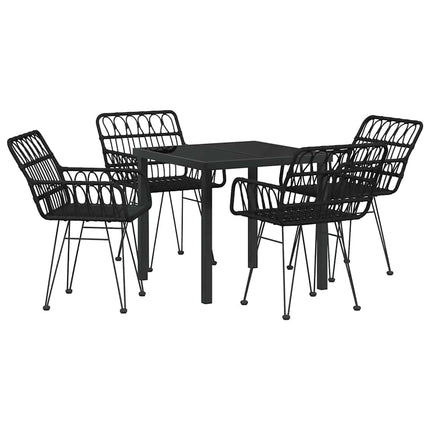 Trädgårdsmöbelset 5 pcs Svart Pulverlackerat stål