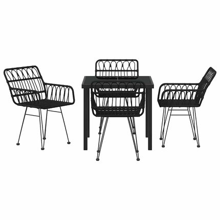 Trädgårdsmöbelset 5 pcs Svart Pulverlackerat stål