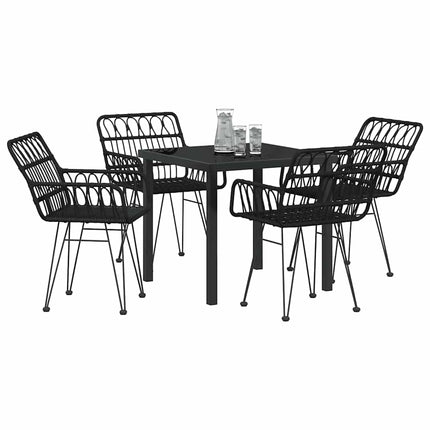 Trädgårdsmöbelset 5 pcs Svart Pulverlackerat stål