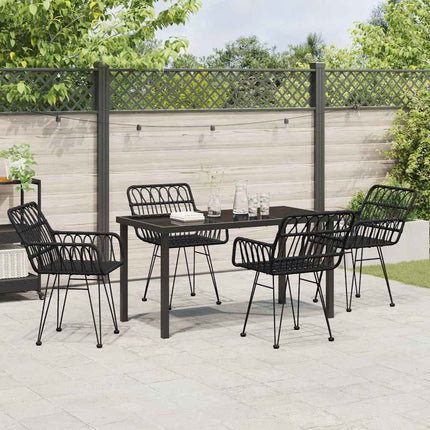 Trädgårdsmöbelset 5 pcs Svart Pulverlackerat stål
