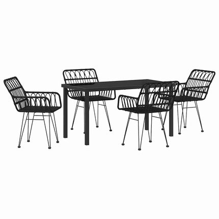 Trädgårdsmöbelset 5 pcs Svart Pulverlackerat stål
