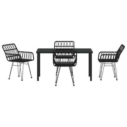 Trädgårdsmöbelset 5 pcs Svart Pulverlackerat stål