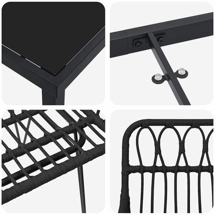 Trädgårdsmöbelset 5 pcs Svart Pulverlackerat stål