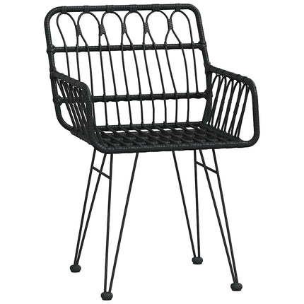 Trädgårdsmöbelset 5 pcs Svart Pulverlackerat stål