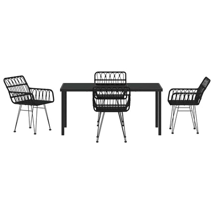 Trädgårdsmöbelset 5 pcs Svart Pulverlackerat stål