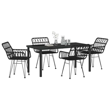 Trädgårdsmöbelset 5 pcs Svart Pulverlackerat stål