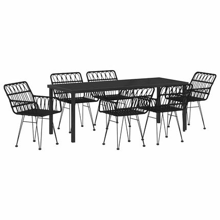 Trädgårdsmöbelset 7 pcs Svart Pulverlackerat stål
