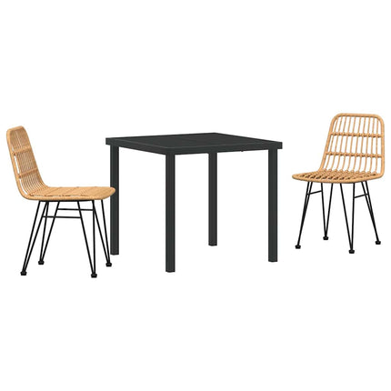 Trädgårdsmöbelset 3 pcs Brun Pulverlackerat stål