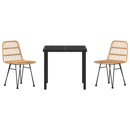Trädgårdsmöbelset 3 pcs Brun Pulverlackerat stål