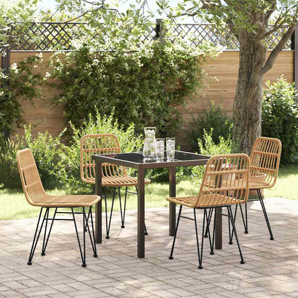 Trädgårdsmöbelset 5 pcs Brun Pulverlackerat stål