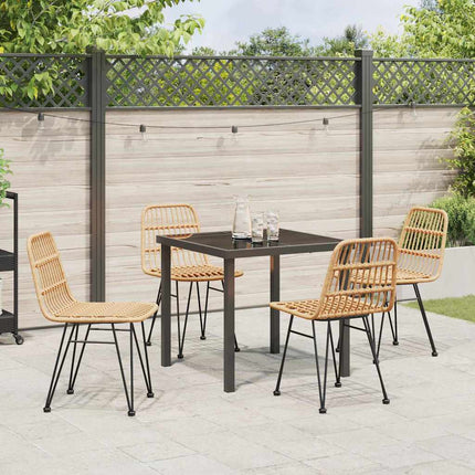 Trädgårdsmöbelset 5 pcs Brun Pulverlackerat stål