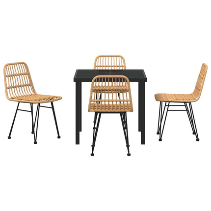 Trädgårdsmöbelset 5 pcs Brun Pulverlackerat stål