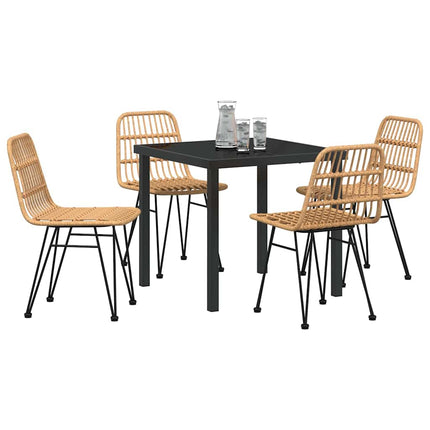 Trädgårdsmöbelset 5 pcs Brun Pulverlackerat stål