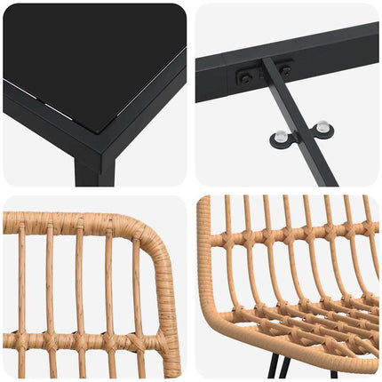 Trädgårdsmöbelset 5 pcs Brun Pulverlackerat stål