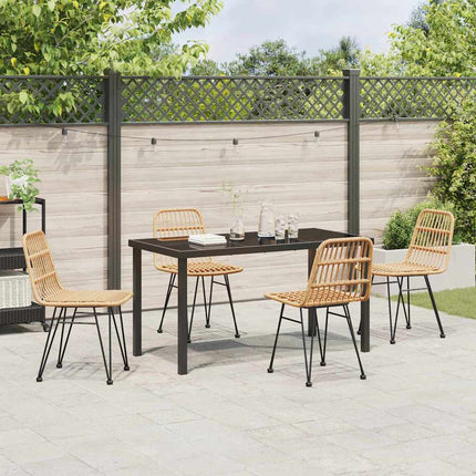 Trädgårdsmöbelset 5 pcs Brun Pulverlackerat stål