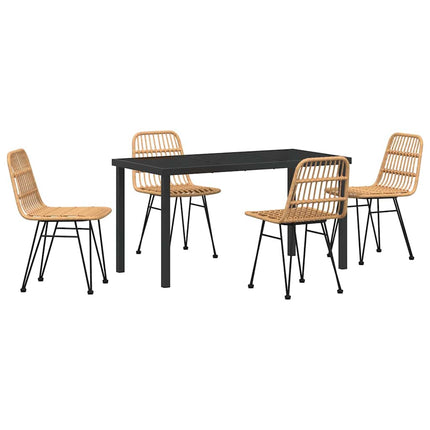 Trädgårdsmöbelset 5 pcs Brun Pulverlackerat stål
