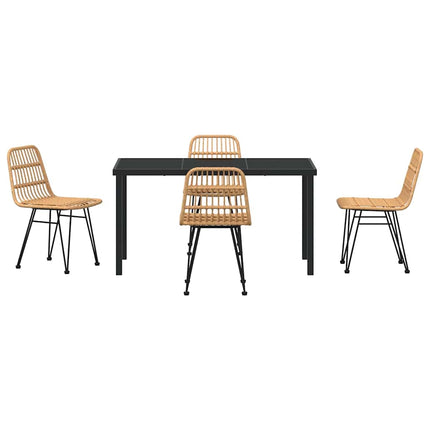 Trädgårdsmöbelset 5 pcs Brun Pulverlackerat stål